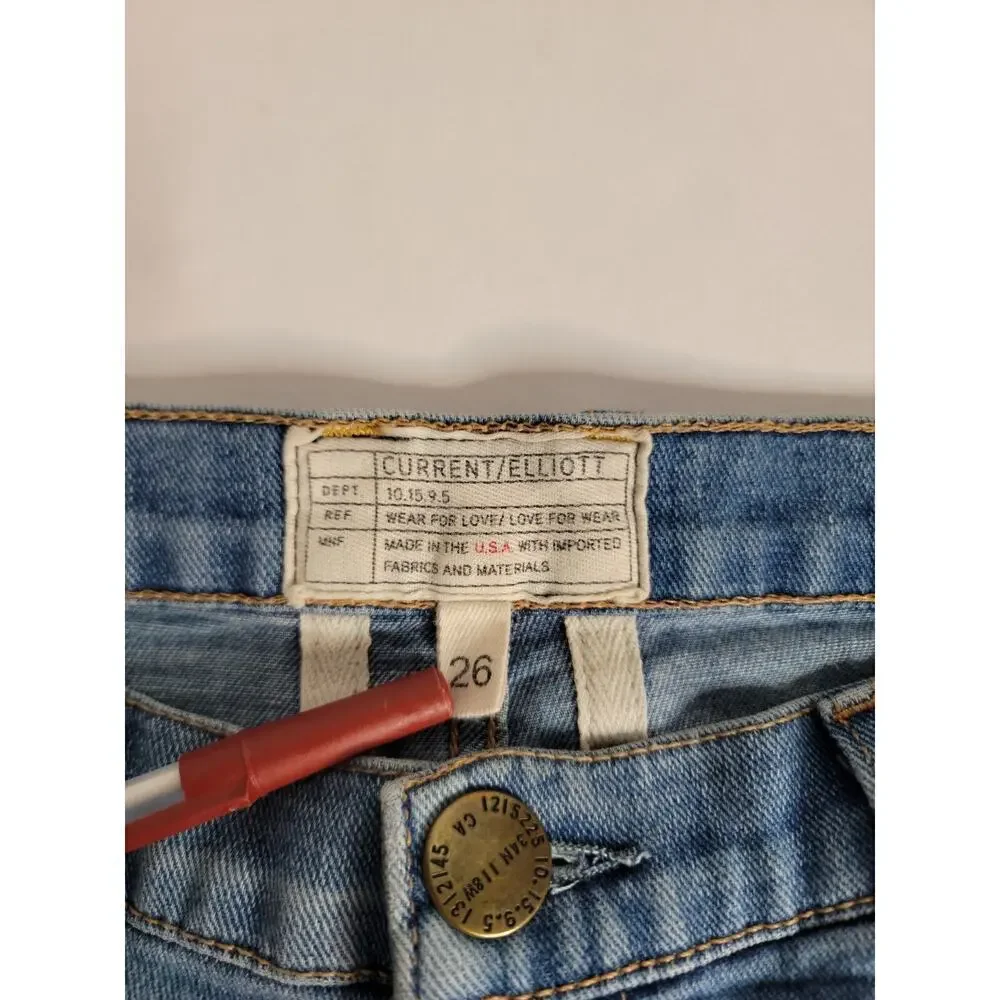 Current Elliot Jean Shorts 26 Jort Distressed High Rise Bermuda Beachy Women's